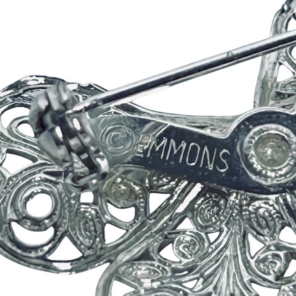 Vintage Emmons Silver Tone Filigree Butterfly Pin Signed (5574) - Picture 9 of 9